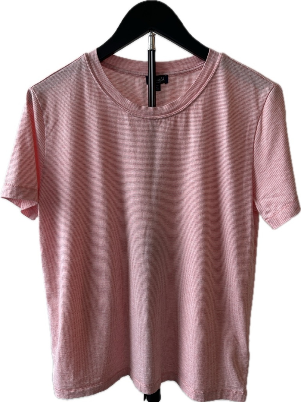 Splendid Women's Heathered Pink Stripe Short Sleeve Crew Tee